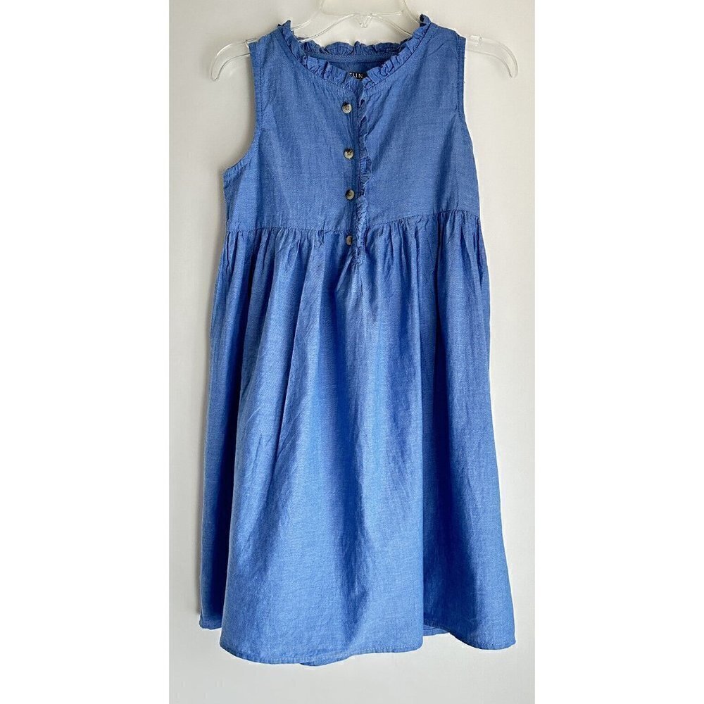 A.T.U.N All Things‎ Nice Girls Size 9-10 Light Blue Cotton Ruffle Dress